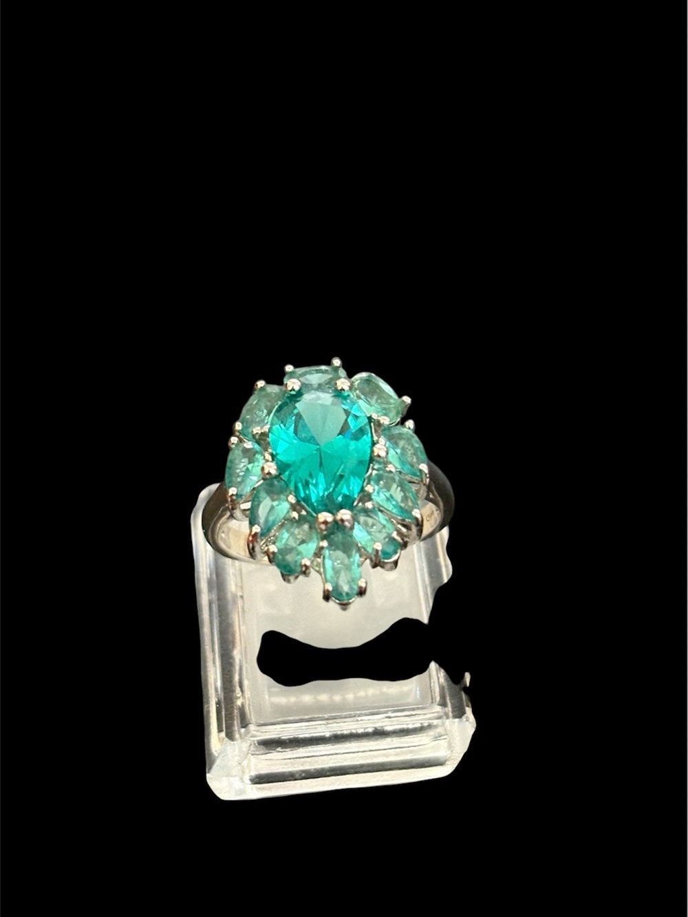Women's Teal Cluster Cocktail Ring - Unbranded